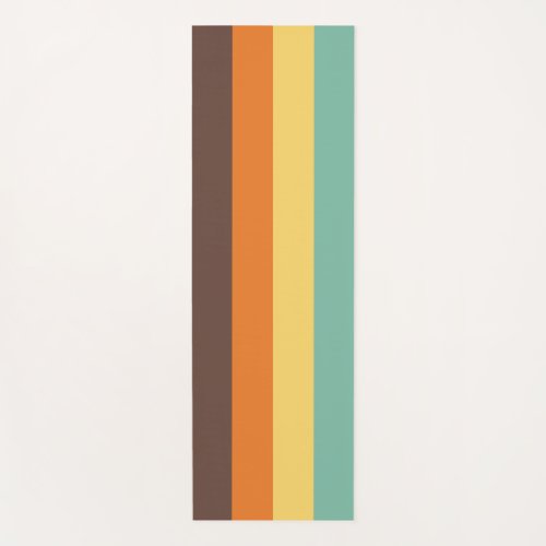 Cool Retro 70s Stripes Teal Yellow Orange Brown Yoga Mat