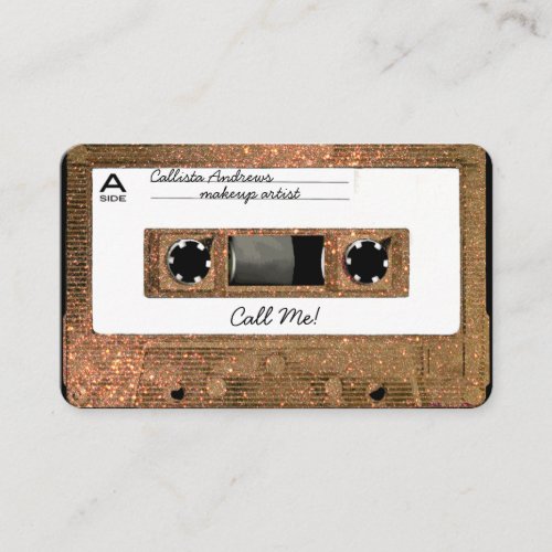 Cool Retro 80s Gold Glitter Cassette Tape Mixtape Business Card