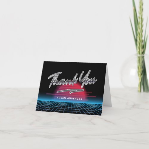 Cool Retro 80s New Wave Graduation Thank You Card