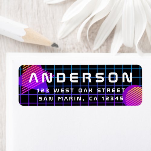 Cool Retro 80s Synthwave New Wave Return Address Label