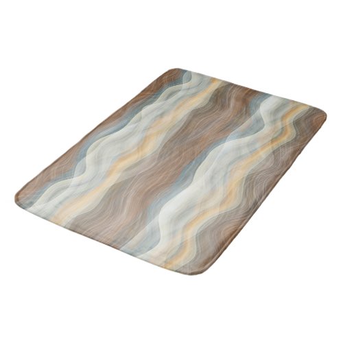 Cool Retro Abstract Artistic Waves Pattern Bath Mat