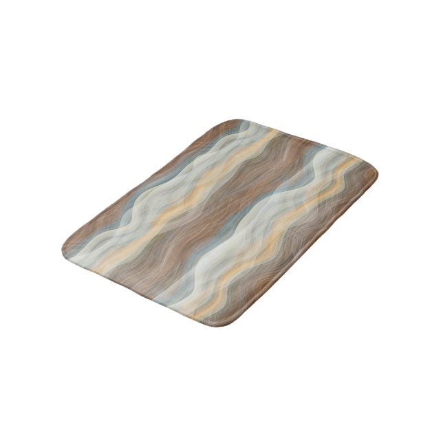 Cool Retro Abstract Artistic Waves Pattern Bath Mat (Angled)