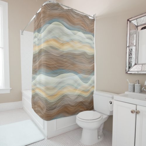 Cool Retro Abstract Artistic Waves Pattern Shower Curtain