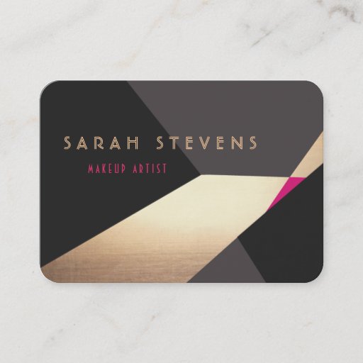 Customizable Retro Abstract Gold Makeup Artist Modern Edgey Business Card Template