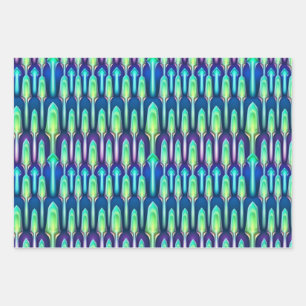 Cool Retro Abstract Mushroom Crystal Pattern Wrapping Paper Sheets