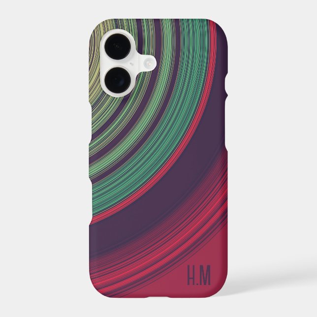 Cool Retro Abstract Record Grooves Monogram Iphone Case (Back)