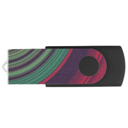 Cool Retro Abstract Record Grooves Pattern Flash Drive