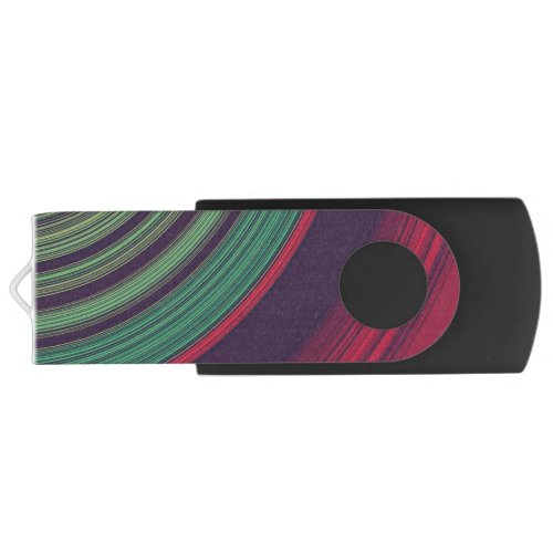 Cool Retro Abstract Record Grooves Pattern Flash Drive
