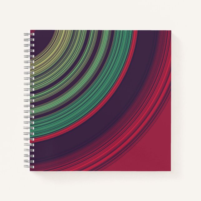 Cool Retro Abstract Record Grooves Pattern Notebook (Front)