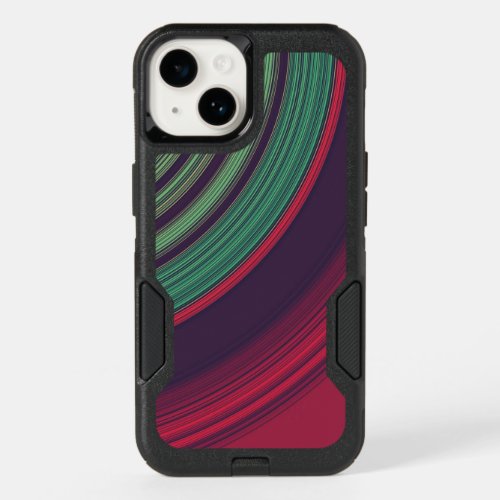 Cool Retro Abstract Record Grooves Pattern OtterBox iPhone 14 Case