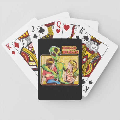 Cool Retro Alien ET Hello Humans Outer Space Galax Poker Cards