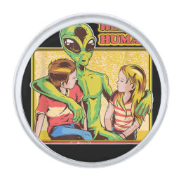Cool Retro Alien ET Hello Humans Outer Space Galax Silver Finish Lapel Pin