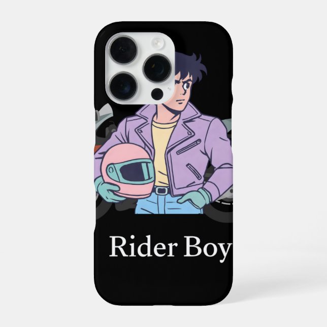 Cool Retro Anime Rider Boy Phone Case  (Back)