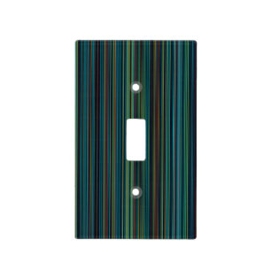 Cool retro aqua purple blue stripe light switch cover