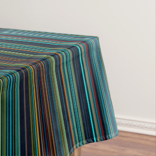 Cool retro aqua purple blue stripe table cloth