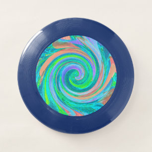 Cool Retro Aquamarine and Coral Liquid Art Swirl Wham-O Frisbee