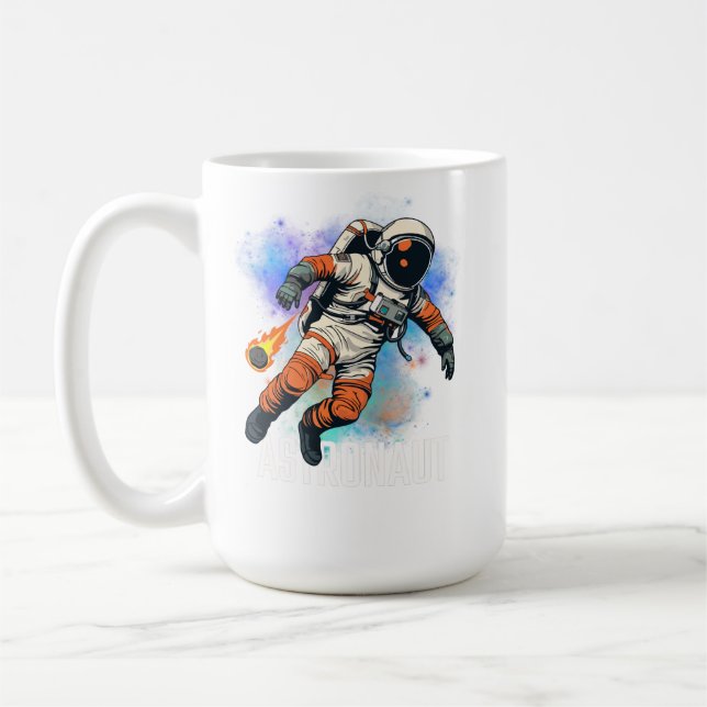 Cool Retro Astronaut Floating In Deep Outer Space  Coffee Mug (Left)
