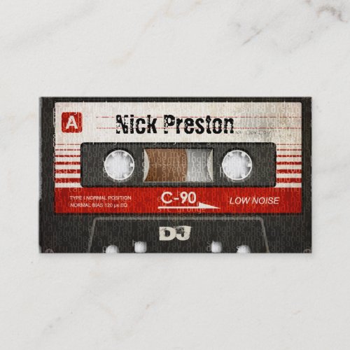 Cool Retro Audio Cassette  DJ Professional Business Card