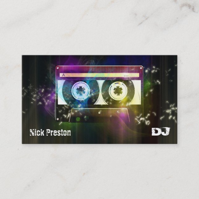 Cool Retro Audio Cassette | DJ Professional Business Card (Front)