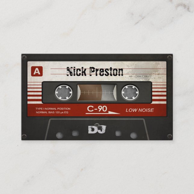 Cool Retro Audio Cassette | DJ Professional Business Card (Front)