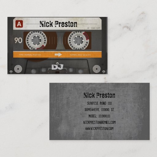 Customizable Grunge Old Cassette DJ Business Card