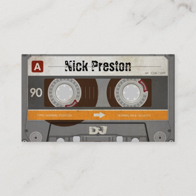 Cool Retro Audio Cassette | DJ Professional Business Card (Front)