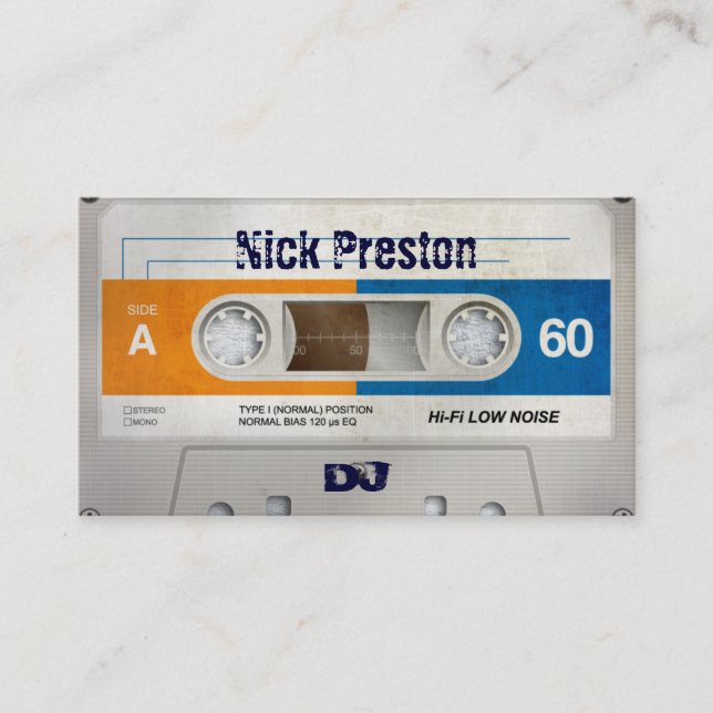Cool Retro Audio Cassette | DJ Professional Business Card (Front)