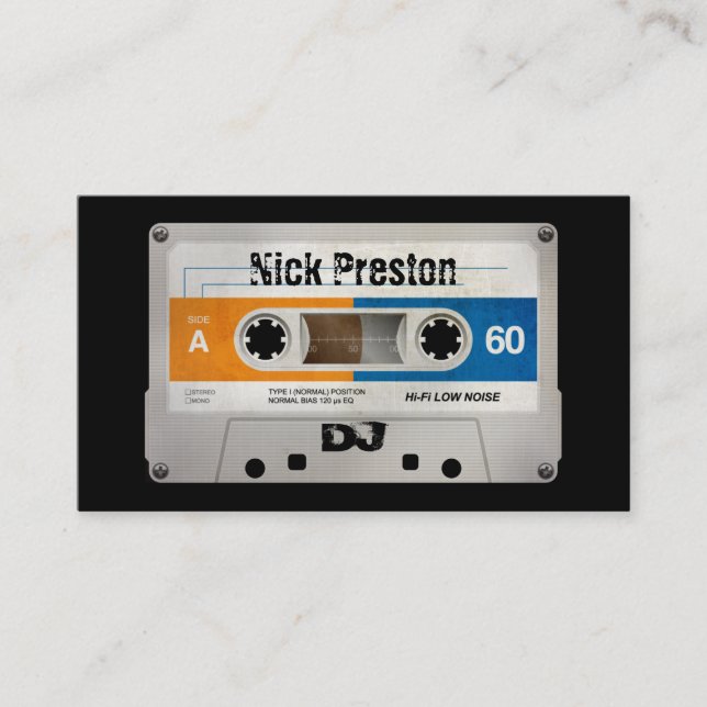 Cool Retro Audio Cassette | DJ Professional Business Card (Front)