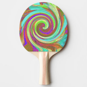 Cool Retro Autumn Colors Liquid Art Swirl Painting Ping Pong Paddle