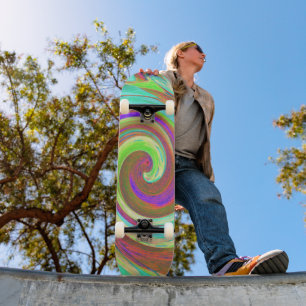 Cool Retro Autumn Colors Liquid Art Swirl Painting Skateboard