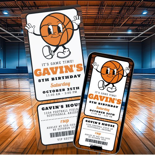 Cool Retro Basketball Ticket Sport Birthday Party