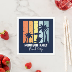 Cool Retro Beach Party Custom Navy Blue Napkins