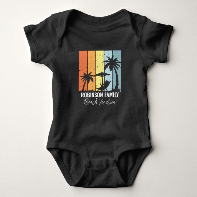 Cool Retro Beach Vacation Customized Baby Bodysuit (Front)