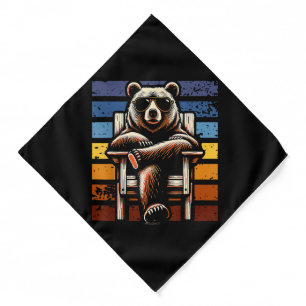 Cool Retro Bear in Sunglasses 70s 80s 90s Novelty Bandana