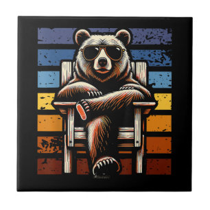 Cool Retro Bear in Sunglasses 70s 80s 90s Novelty Ceramic Tile