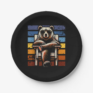 Cool Retro Bear in Sunglasses 70s 80s 90s Novelty Paper Plates