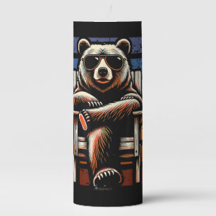 Cool Retro Bear in Sunglasses 70s 80s 90s Novelty  Pillar Candle