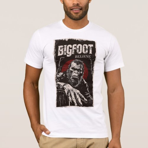 Cool Retro Believe in Bigfoot Vintage Monster T_Shirt