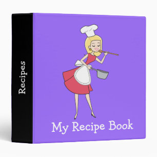 Cool Retro Blonde Girl Chef Art Recipe Binder