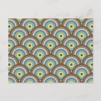 Cool Retro Blue Green Circle Pattern Custom Gifts Postcard by PrettyPatternsGifts at Zazzle