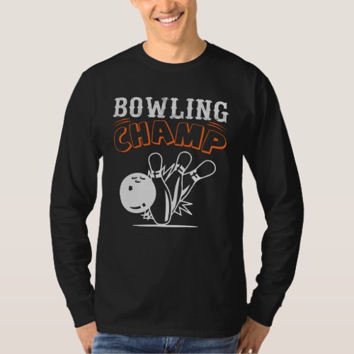 Cool Retro Bowling Champ Mens Long Sleeve T_Shirt