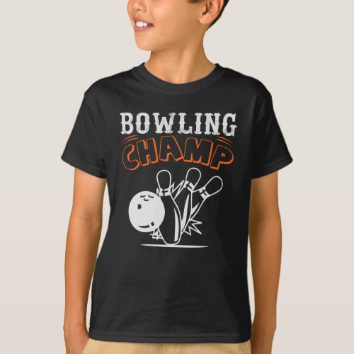 Cool Retro Bowling Champ Sport Boys T_Shirt