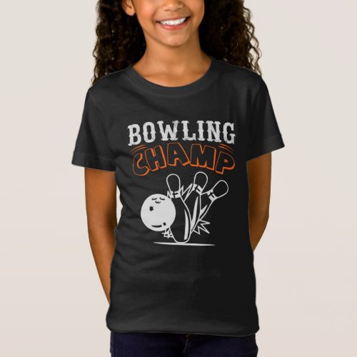 Cool Retro Bowling Champ Sport Girls T_Shirt