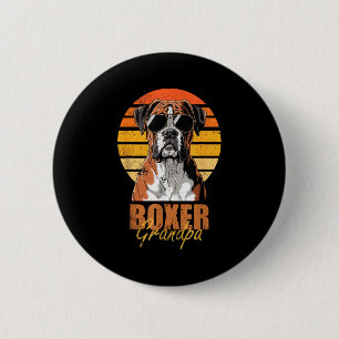 Cool Retro Boxer Grandpa Funny Vintage Dog Lover  Button