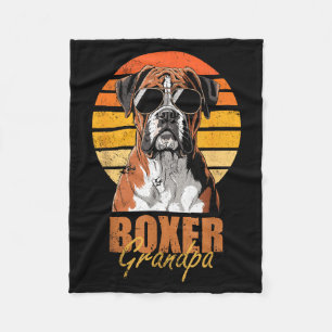 Cool Retro Boxer Grandpa Funny Vintage Dog Lover  Fleece Blanket