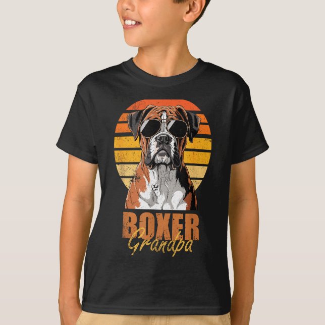 Cool Retro Boxer Grandpa Funny Vintage Dog Lover  T-Shirt (Front)