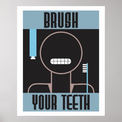 Cool Retro Brush Your Teeth poster