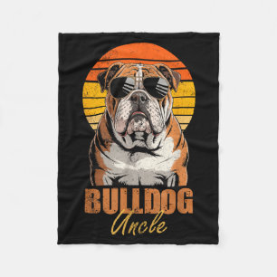 Cool Retro Bulldog Uncle Funny Vintage Dog Lovers  Fleece Blanket