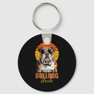 Cool Retro Bulldog Uncle Funny Vintage Dog Lovers  Keychain