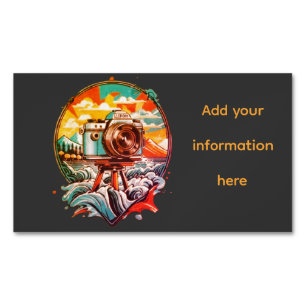 Cool Retro Camera Graphic Business Card Magnet